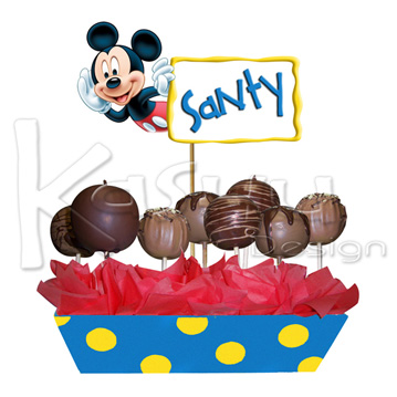 ADORNO DE MICKEY CON MANZANAS CUBIERTAS DE CHOCOLATE