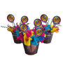 CENTRO DE MESA DE METAL CON CURLIS Y PALETAS DE CARAMELO