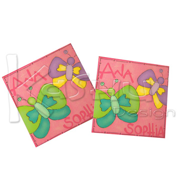 PORTA VASOS DE MADERA DISEÑADOS CON MARIPOSAS