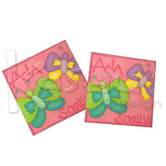 PORTA VASOS DE MADERA DISEÑADOS CON MARIPOSAS