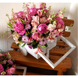 CENTRO DE MESA VINTAGE CON FLOR NATURAL