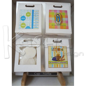 HOSTIAS CON EMPAQUE PERSONALIZADO