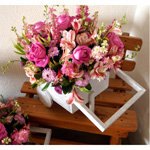 CENTRO DE MESA VINTAGE CON FLOR NATURAL