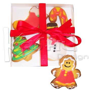 GALLETAS DECORADAS NAVIDAD EN CAJITA DE PVC Y LISTON